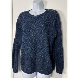 Time and Tru Womens Blue Speckled Knit Sweater Large